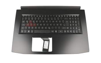 Clavier incl. topcase DE (allemand) noir/argent avec rétro-éclairage (1060) original pour Acer Predator Helios 300 (PH317-52)