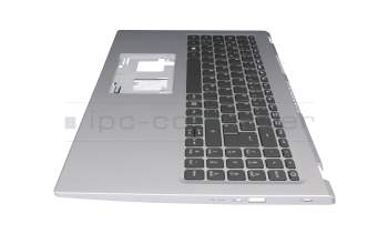 Clavier incl. topcase DE (allemand) noir/argent avec rétro-éclairage original pour Acer Aspire 5 (A515-56)