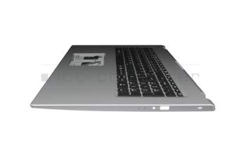 Clavier incl. topcase DE (allemand) noir/argent avec rétro-éclairage original pour Acer Aspire 5 (A517-52)