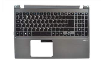Clavier incl. topcase DE (allemand) noir/argent avec rétro-éclairage original pour Acer Aspire M5-581G
