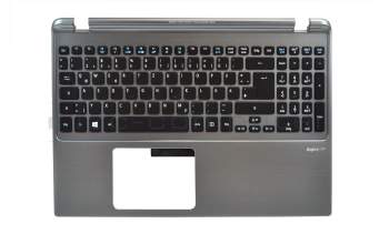 Clavier incl. topcase DE (allemand) noir/argent avec rétro-éclairage original pour Acer Aspire M5-581TG