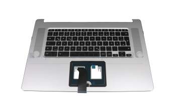 Clavier incl. topcase DE (allemand) noir/argent avec rétro-éclairage original pour Acer Chromebook 15 (CB515-1HT)