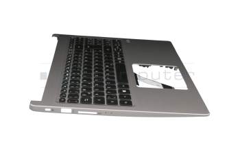 Clavier incl. topcase DE (allemand) noir/argent avec rétro-éclairage original pour Acer Swift 3 (SF315-52)