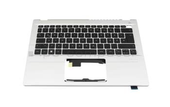 Clavier incl. topcase DE (allemand) noir/argent avec rétro-éclairage original pour Acer Swift Go 14 (SFG14-71)