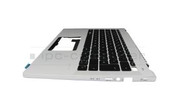 Clavier incl. topcase DE (allemand) noir/argent avec rétro-éclairage original pour Acer Swift Go 14 (SFG14-71)