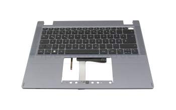 Clavier incl. topcase DE (allemand) noir/argent avec rétro-éclairage original pour Acer TravelMate Spin P4 (TMP414RN-52)