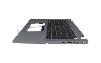 Clavier incl. topcase DE (allemand) noir/argent avec rétro-éclairage original pour Acer TravelMate Spin P4 (TMP414RN-52)