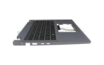 Clavier incl. topcase DE (allemand) noir/argent avec rétro-éclairage original pour Acer TravelMate Spin P4 (TMP414RN-52)