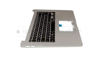 Clavier incl. topcase DE (allemand) noir/argent avec rétro-éclairage original pour Asus VivoBook 15 X510UQ