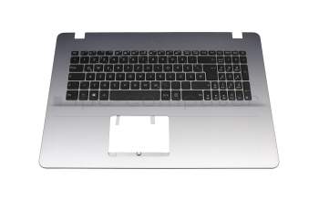 Clavier incl. topcase DE (allemand) noir/argent avec rétro-éclairage original pour Asus VivoBook 17 R702QA