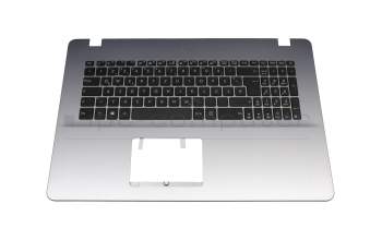 Clavier incl. topcase DE (allemand) noir/argent avec rétro-éclairage original pour Asus VivoBook F705QA