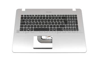 Clavier incl. topcase DE (allemand) noir/argent avec rétro-éclairage original pour Asus VivoBook Pro 17 N705UD