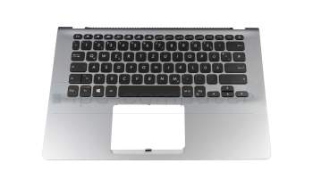 Clavier incl. topcase DE (allemand) noir/argent avec rétro-éclairage original pour Asus VivoBook S14 S430UA