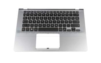Clavier incl. topcase DE (allemand) noir/argent avec rétro-éclairage original pour Asus VivoBook S14 S430UF