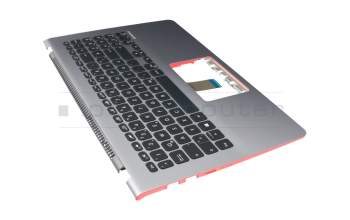 Clavier incl. topcase DE (allemand) noir/argent avec rétro-éclairage original pour Asus VivoBook S15 S530FN