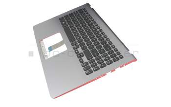 Clavier incl. topcase DE (allemand) noir/argent avec rétro-éclairage original pour Asus VivoBook S15 S530FN