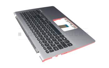 Clavier incl. topcase DE (allemand) noir/argent avec rétro-éclairage original pour Asus VivoBook S15 X530FN