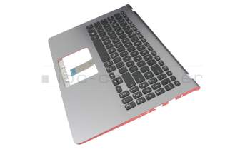 Clavier incl. topcase DE (allemand) noir/argent avec rétro-éclairage original pour Asus VivoBook S15 X530FN