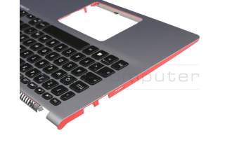 Clavier incl. topcase DE (allemand) noir/argent avec rétro-éclairage original pour Asus X430UF