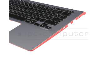 Clavier incl. topcase DE (allemand) noir/argent avec rétro-éclairage original pour Asus X430UF