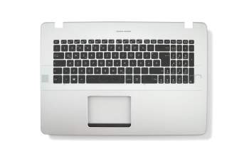 Clavier incl. topcase DE (allemand) noir/argent avec rétro-éclairage original pour Asus X705UN