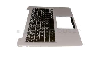 Clavier incl. topcase DE (allemand) noir/argent avec rétro-éclairage original pour Asus ZenBook UX330CA