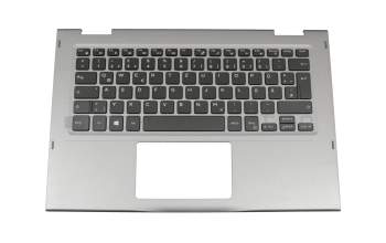 Clavier incl. topcase DE (allemand) noir/argent avec rétro-éclairage original pour Dell Inspiron 13 (5368)