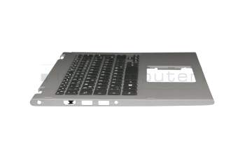 Clavier incl. topcase DE (allemand) noir/argent avec rétro-éclairage original pour Dell Inspiron 13 (5368)