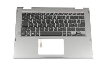 Clavier incl. topcase DE (allemand) noir/argent avec rétro-éclairage original pour Dell Inspiron 13 (5378)