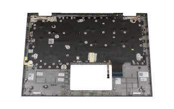Clavier incl. topcase DE (allemand) noir/argent avec rétro-éclairage original pour Dell Inspiron 13 (7380)