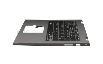 Clavier incl. topcase DE (allemand) noir/argent avec rétro-éclairage original pour Dell Inspiron 13 (7380)