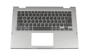 Clavier incl. topcase DE (allemand) noir/argent avec rétro-éclairage original pour Dell Inspiron 13 2in1 (5378)
