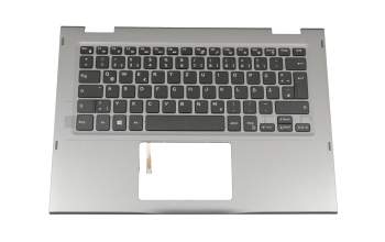Clavier incl. topcase DE (allemand) noir/argent avec rétro-éclairage original pour Dell Inspiron 13 2in1 (5379)