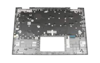 Clavier incl. topcase DE (allemand) noir/argent avec rétro-éclairage original pour Dell Inspiron 13 2in1 (5379)