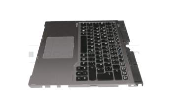Clavier incl. topcase DE (allemand) noir/argent avec rétro-éclairage original pour Fujitsu LifeBook T935