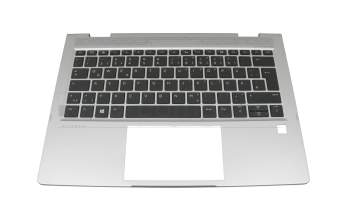 Clavier incl. topcase DE (allemand) noir/argent avec rétro-éclairage original pour HP EliteBook x360 830 G6