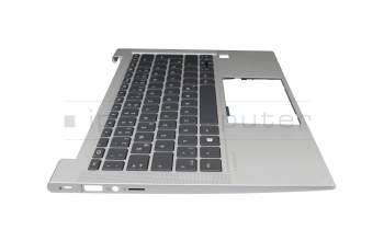 Clavier incl. topcase DE (allemand) noir/argent avec rétro-éclairage original pour HP ProBook 430 G8