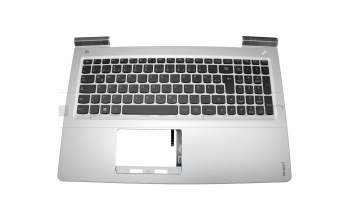 Clavier incl. topcase DE (allemand) noir/argent avec rétro-éclairage original pour Lenovo IdeaPad 700-15ISK (80RU)