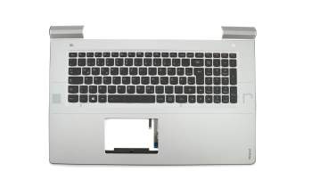 Clavier incl. topcase DE (allemand) noir/argent avec rétro-éclairage original pour Lenovo IdeaPad 700-17ISK (80RV)