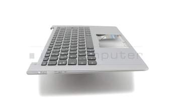 Clavier incl. topcase DE (allemand) noir/argent avec rétro-éclairage original pour Lenovo IdeaPad 710S-13IKB (80VQ)