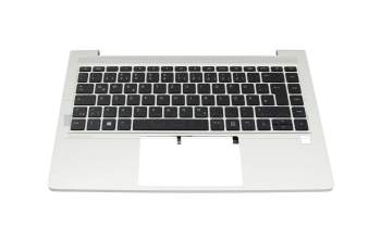 Clavier incl. topcase DE (allemand) noir/argent avec rétro-éclairage pour HP ProBook 445 G8