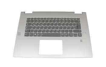Clavier incl. topcase DE (allemand) noir/argent avec rétro-éclairage pour Lenovo Yoga 730-15IWL (81JS)