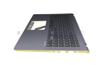 Clavier incl. topcase DE (allemand) noir/argent/jaune avec rétro-éclairage argent/jaune original pour Asus VivoBook S15 S530FA