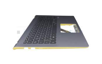 Clavier incl. topcase DE (allemand) noir/argent/jaune avec rétro-éclairage argent/jaune original pour Asus VivoBook S15 S530FN