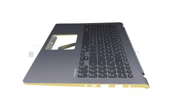 Clavier incl. topcase DE (allemand) noir/argent/jaune avec rétro-éclairage argent/jaune original pour Asus VivoBook S15 X530FA