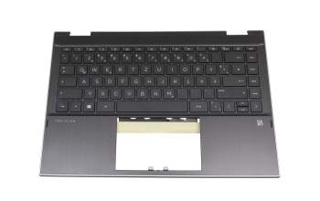 Clavier incl. topcase DE (allemand) noir/argent/noir sans rétroéclairage original pour HP Pavilion x360 14-dw0000