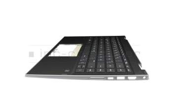 Clavier incl. topcase DE (allemand) noir/argent/noir sans rétroéclairage original pour HP Pavilion x360 14-dw1000