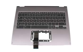 Clavier incl. topcase DE (allemand) noir/argent original pour Acer Chromebook Spin 13 (CP713-1WN)