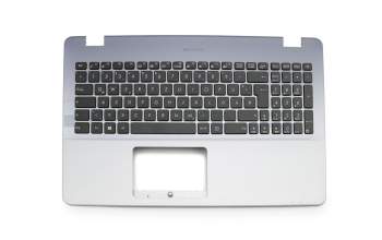 Clavier incl. topcase DE (allemand) noir/argent original pour Asus R542UQ