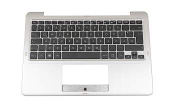 Clavier incl. topcase DE (allemand) noir/argent original pour Asus VivoBook Flip TP201SA